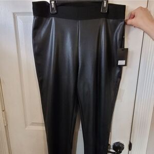 DKNY Womens High Waist Faux Leather Leggings. Size L. NWT.
